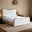  Meridian Arvada Cream Linen Textured Fabric Upholstered Queen Bed IMAGE 2