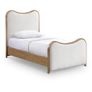  Meridian Arvada Cream Linen Textured Fabric Upholstered Twin Bed IMAGE 1