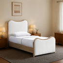  Meridian Arvada Cream Linen Textured Fabric Upholstered Twin Bed IMAGE 2