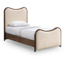  Meridian Arvada Cream Vegan Leather Upholstered Twin Bed IMAGE 1