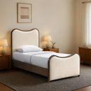  Meridian Arvada Cream Vegan Leather Upholstered Twin Bed IMAGE 2