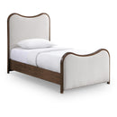  Meridian Arvada Beige Linen Textured Fabric Upholstered Twin Bed IMAGE 1