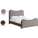  Meridian Arvada Brown Linen Textured Fabric Upholstered Full Bed IMAGE 8