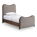  Meridian Arvada Brown Linen Textured Fabric Upholstered Twin Bed IMAGE 1