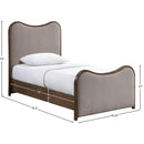  Meridian Arvada Brown Linen Textured Fabric Upholstered Twin Bed IMAGE 7