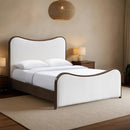  Meridian Arvada Cream Linen Textured Fabric Upholstered King Bed IMAGE 2