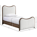  Meridian Arvada Cream Linen Textured Fabric Upholstered Twin Bed IMAGE 7