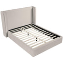  Meridian Kendall Beige Linen Textured Fabric Upholstered King Bed IMAGE 6