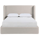  Meridian Kendall Beige Linen Textured Fabric Upholstered Queen Bed IMAGE 3