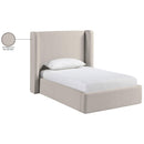  Meridian Kendall Beige Linen Textured Fabric Upholstered Twin Bed IMAGE 12