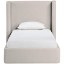  Meridian Kendall Beige Linen Textured Fabric Upholstered Twin Bed IMAGE 3