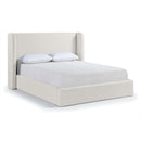  Meridian Kendall Cream Linen Textured Fabric Upholstered Full Bed IMAGE 1