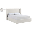  Meridian Kendall Cream Linen Textured Fabric Upholstered King Bed IMAGE 12