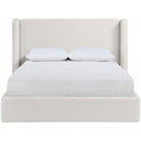  Meridian Kendall Cream Linen Textured Fabric Upholstered King Bed IMAGE 3