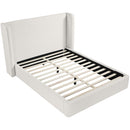  Meridian Kendall Cream Linen Textured Fabric Upholstered Queen Bed IMAGE 6