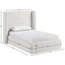  Meridian Kendall Cream Linen Textured Fabric Upholstered Twin Bed IMAGE 11