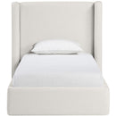  Meridian Kendall Cream Linen Textured Fabric Upholstered Twin Bed IMAGE 3