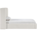  Meridian Kendall Cream Linen Textured Fabric Upholstered Twin Bed IMAGE 4