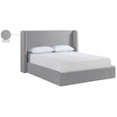  Meridian Kendall Grey Linen Textured Fabric Upholstered Full Bed IMAGE 12