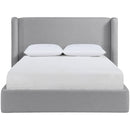  Meridian Kendall Grey Linen Textured Fabric Upholstered King Bed IMAGE 3