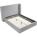  Meridian Kendall Grey Linen Textured Fabric Upholstered King Bed IMAGE 6