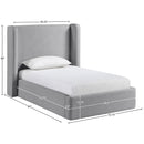  Meridian Kendall Grey Linen Textured Fabric Upholstered Twin Bed IMAGE 11