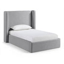  Meridian Kendall Grey Linen Textured Fabric Upholstered Twin Bed IMAGE 1