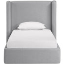  Meridian Kendall Grey Linen Textured Fabric Upholstered Twin Bed IMAGE 3