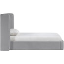  Meridian Kendall Grey Linen Textured Fabric Upholstered Twin Bed IMAGE 4