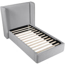  Meridian Kendall Grey Linen Textured Fabric Upholstered Twin Bed IMAGE 6