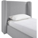  Meridian Kendall Grey Linen Textured Fabric Upholstered Twin Bed IMAGE 7