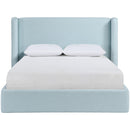  Meridian Kendall Light Blue Linen Textured Fabric Upholstered Full Bed IMAGE 3