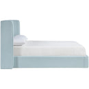  Meridian Kendall Light Blue Linen Textured Fabric Upholstered Full Bed IMAGE 4