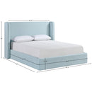  Meridian Kendall Light Blue Linen Textured Fabric Upholstered King Bed IMAGE 11