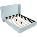  Meridian Kendall Light Blue Linen Textured Fabric Upholstered Queen Bed IMAGE 6