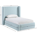  Meridian Kendall Light Blue Linen Textured Fabric Upholstered Twin Bed IMAGE 11