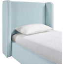  Meridian Kendall Light Blue Linen Textured Fabric Upholstered Twin Bed IMAGE 7