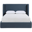  Meridian Kendall Navy Linen Textured Fabric Upholstered Full Bed IMAGE 3