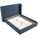  Meridian Kendall Navy Linen Textured Fabric Upholstered King Bed IMAGE 6