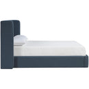  Meridian Kendall Navy Linen Textured Fabric Upholstered Queen Bed IMAGE 4