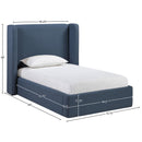  Meridian Kendall Navy Linen Textured Fabric Upholstered Twin Bed IMAGE 11