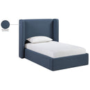  Meridian Kendall Navy Linen Textured Fabric Upholstered Twin Bed IMAGE 12