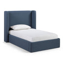  Meridian Kendall Navy Linen Textured Fabric Upholstered Twin Bed IMAGE 1