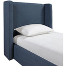  Meridian Kendall Navy Linen Textured Fabric Upholstered Twin Bed IMAGE 7