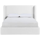  Meridian Kendall White Linen Textured Fabric Upholstered Full Bed IMAGE 3