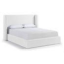  Meridian Kendall White Linen Textured Fabric Upholstered King Bed IMAGE 1
