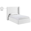  Meridian Kendall White Linen Textured Fabric Upholstered Twin Bed IMAGE 12