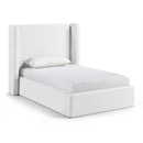  Meridian Kendall White Linen Textured Fabric Upholstered Twin Bed IMAGE 1