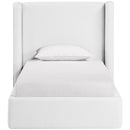  Meridian Kendall White Linen Textured Fabric Upholstered Twin Bed IMAGE 3