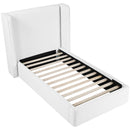  Meridian Kendall White Linen Textured Fabric Upholstered Twin Bed IMAGE 6